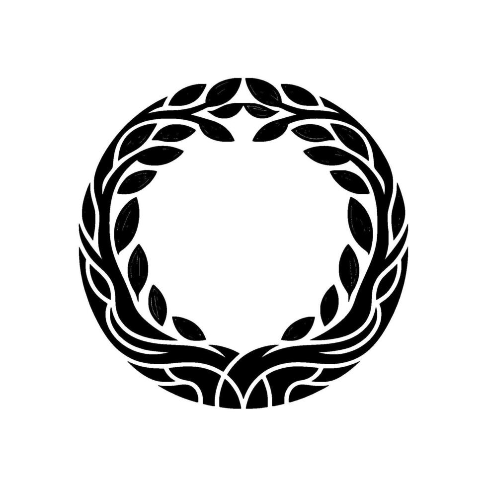 Stylized Laurel Wreath, Minimalist Emblem, Symbolic Border vector