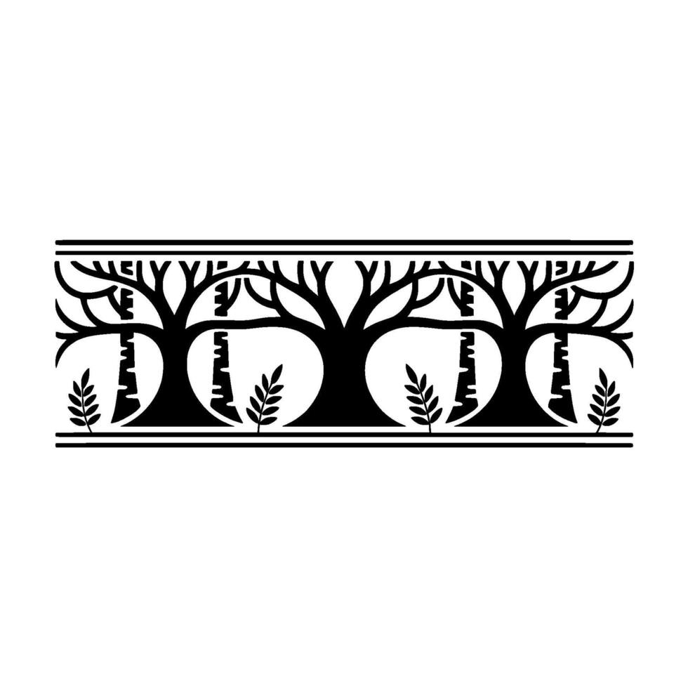 Stylized Birch Tree Border, Minimalist Woodland vector