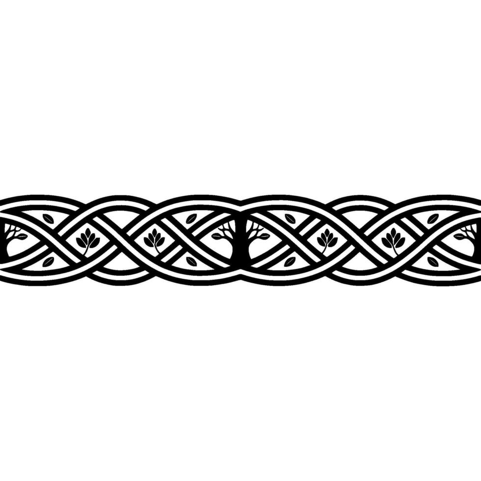 Celtic Knot Border, Tree of Life Motif, Vintage vector