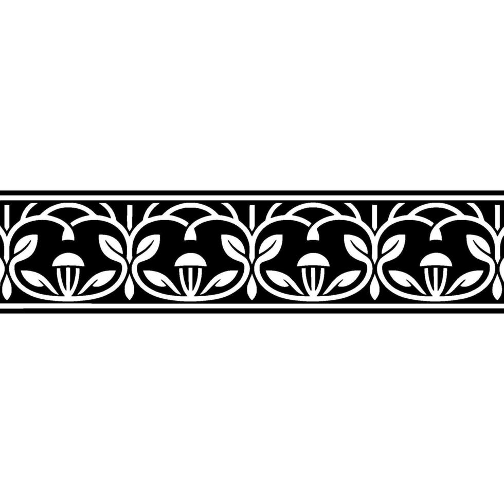 Art Nouveau Mushroom Border, Elegant Botanical - Art nouveau vector