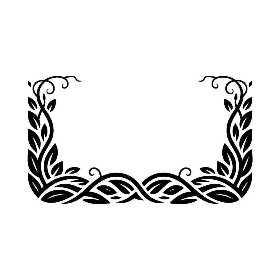 Elegant Black Laurel Frame, Vintage, Decorative Border vector