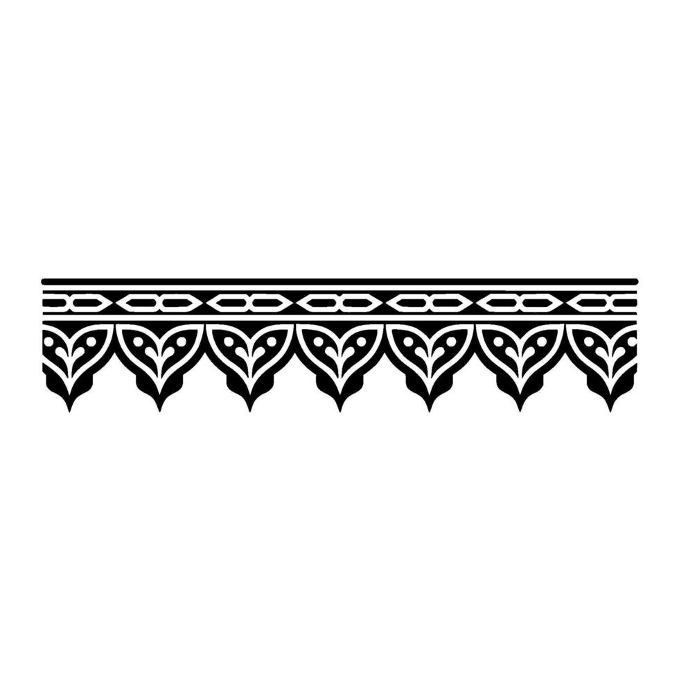 Geometric Tribal Border, Stylized Black and White - Pattern vector