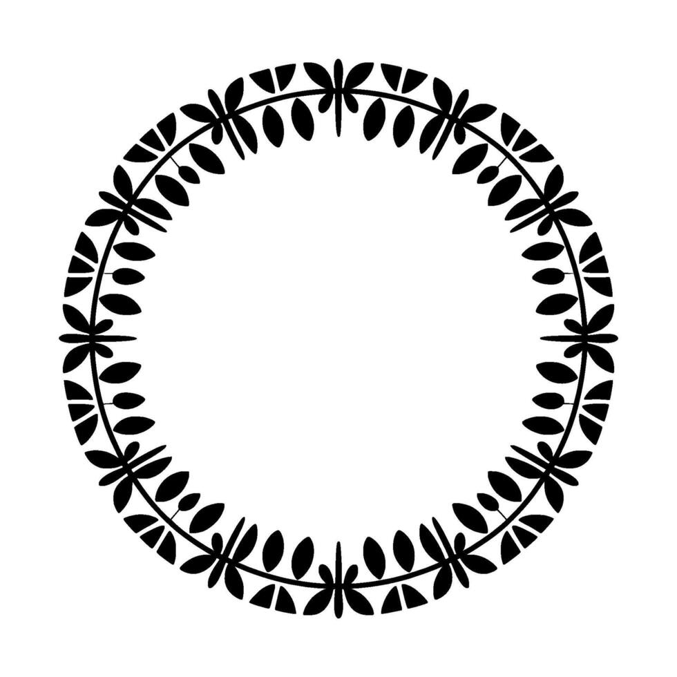 Elegant Botanical Circle, Minimalist - Border vector