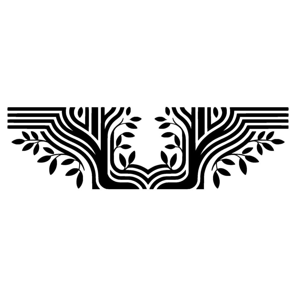 Art Deco Botanical Ornament, Elegant Symmetry vector