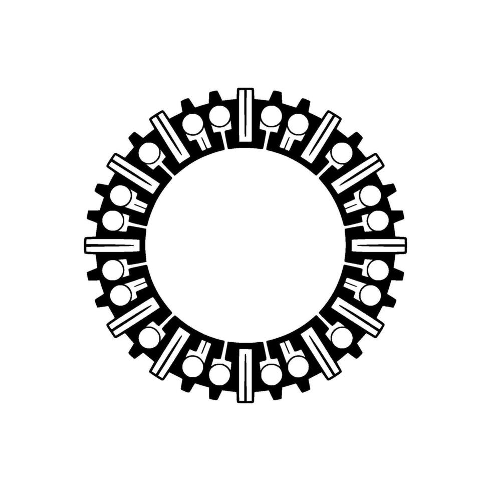Circular Gearwork Minimalist Industrial Emblem vector