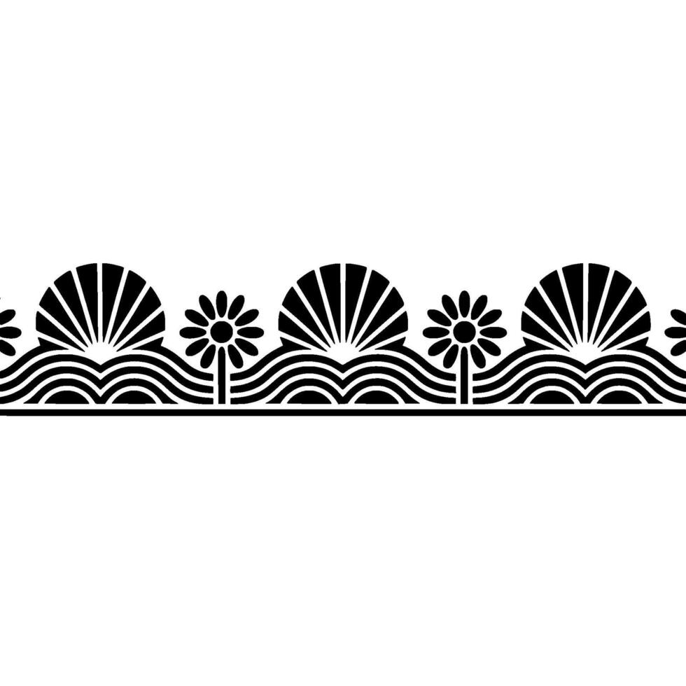 Stylized Seashell Border, Minimalist Wave Pattern vector