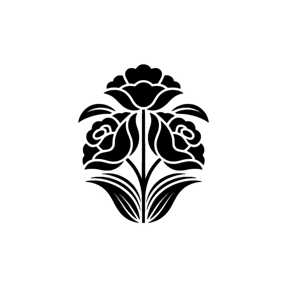 Elegant Black Rose Emblem, Vintage Floral - Pattern vector
