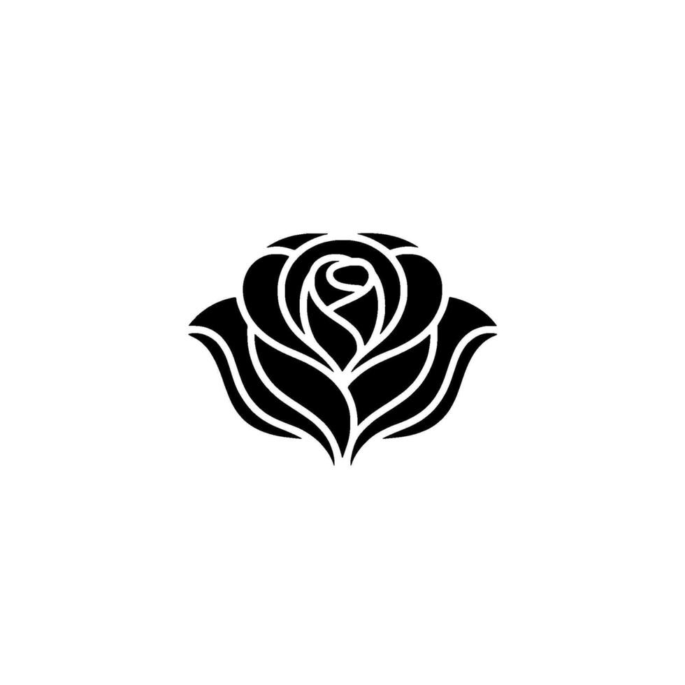 Elegant Black Rose Emblem, Minimalist Floral - Branding vector