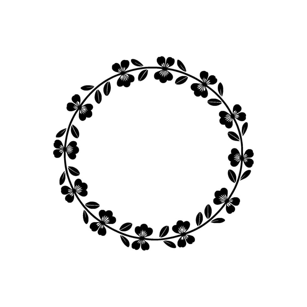 Elegant Floral Wreath Border, Vintage Style - Botanical - Circle vector