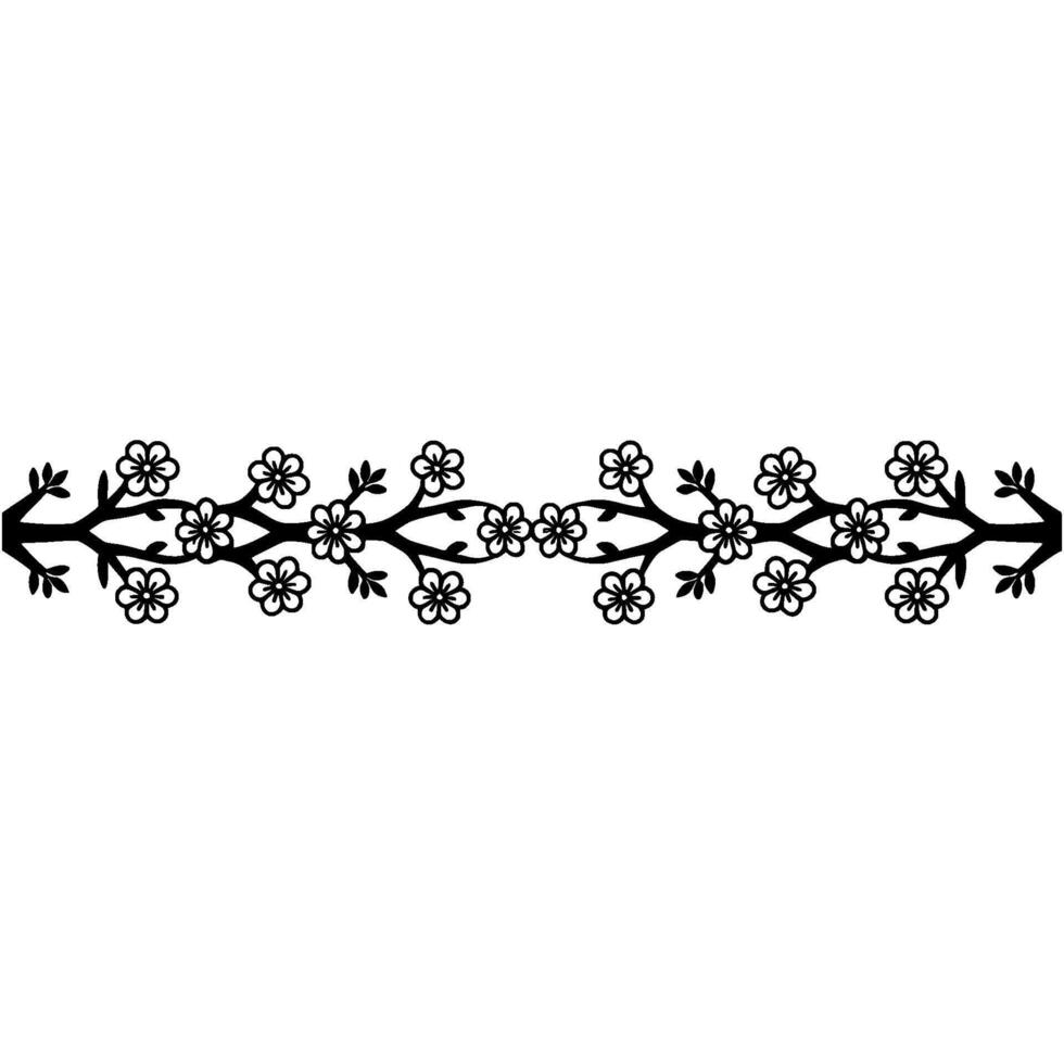 Delicate Floral Branch Border, Elegant Black Outline vector