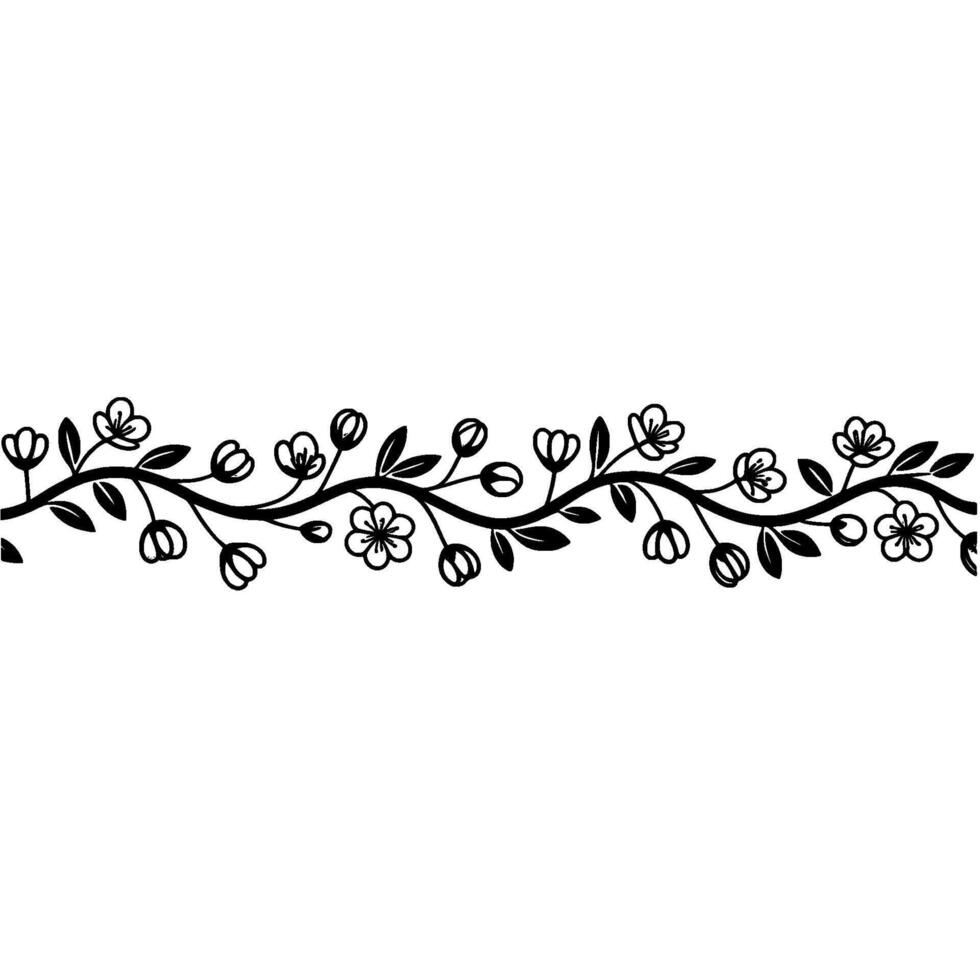 Delicate Floral Border, Minimalist Line Art vector