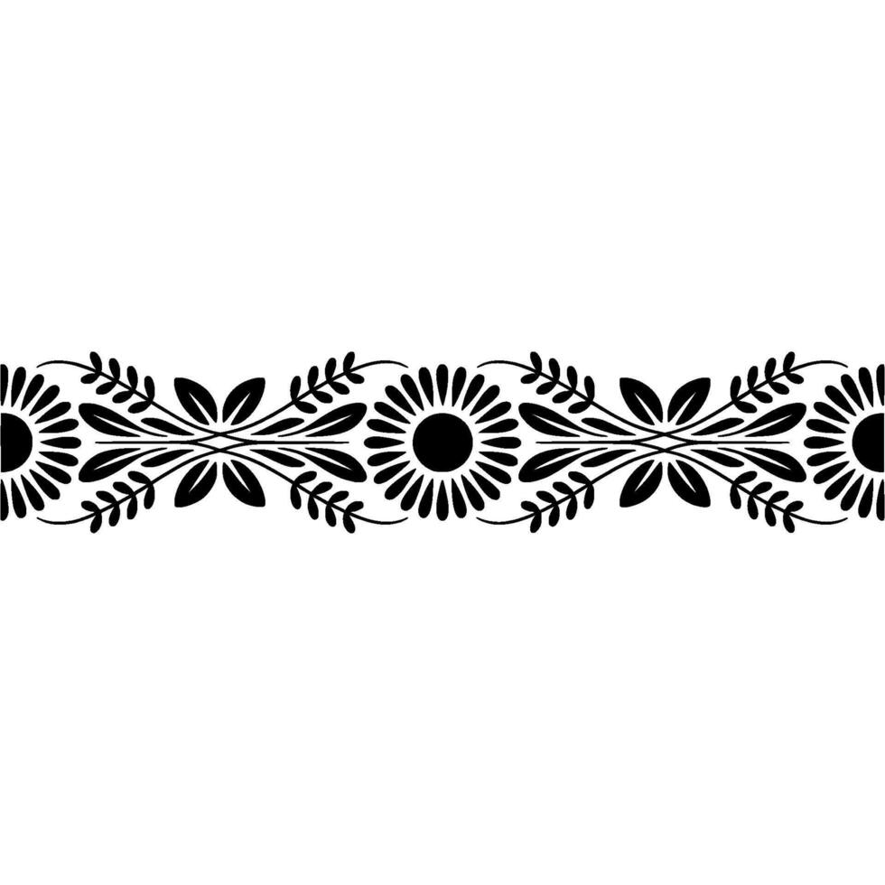 Intricate Floral Border, Vintage Style, Black and White vector