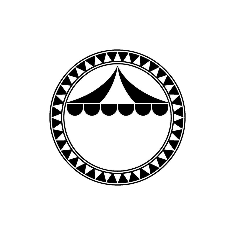 Tribal Tent Emblem, Vintage Illustration, Circular vector