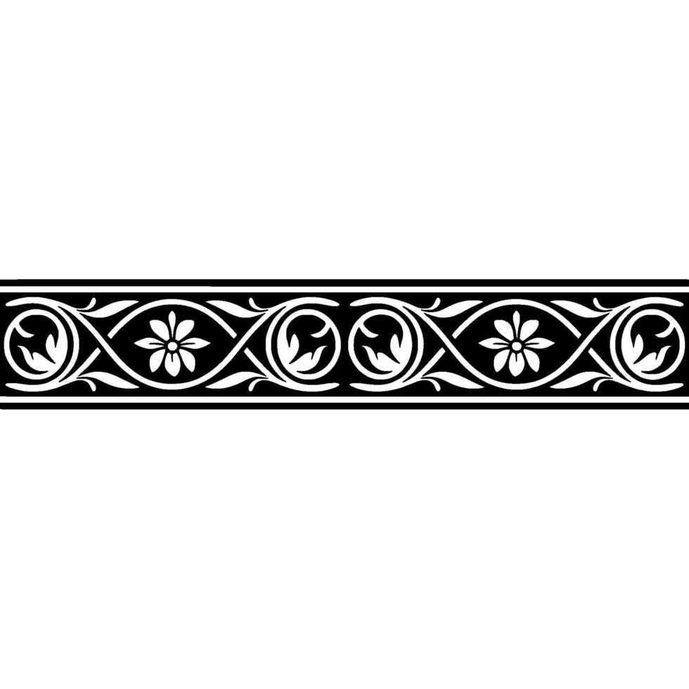 Intricate Black Floral Border, Vintage Style - Scrollwork vector