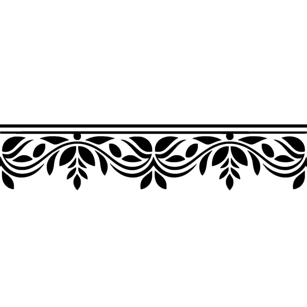 Elegant Black Floral Border, Vintage Element - Art - Decorative vector