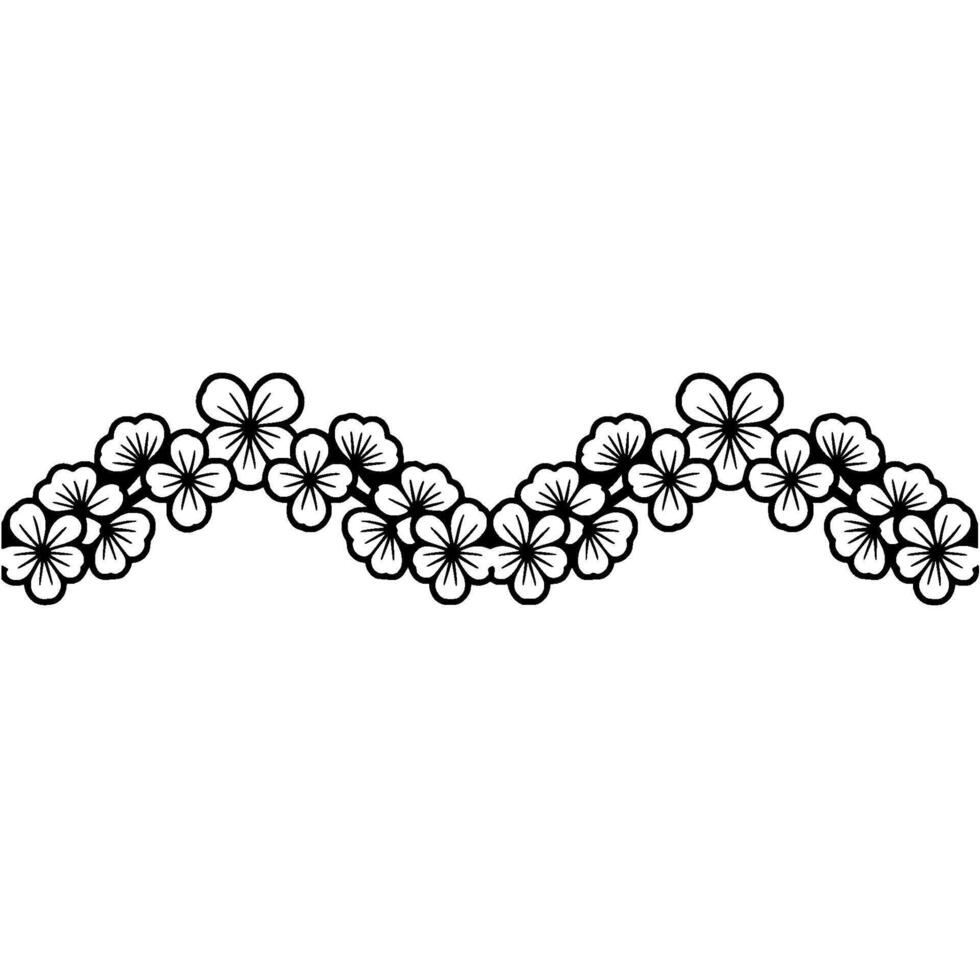 Delicate Floral Border, Minimalist - Line vector