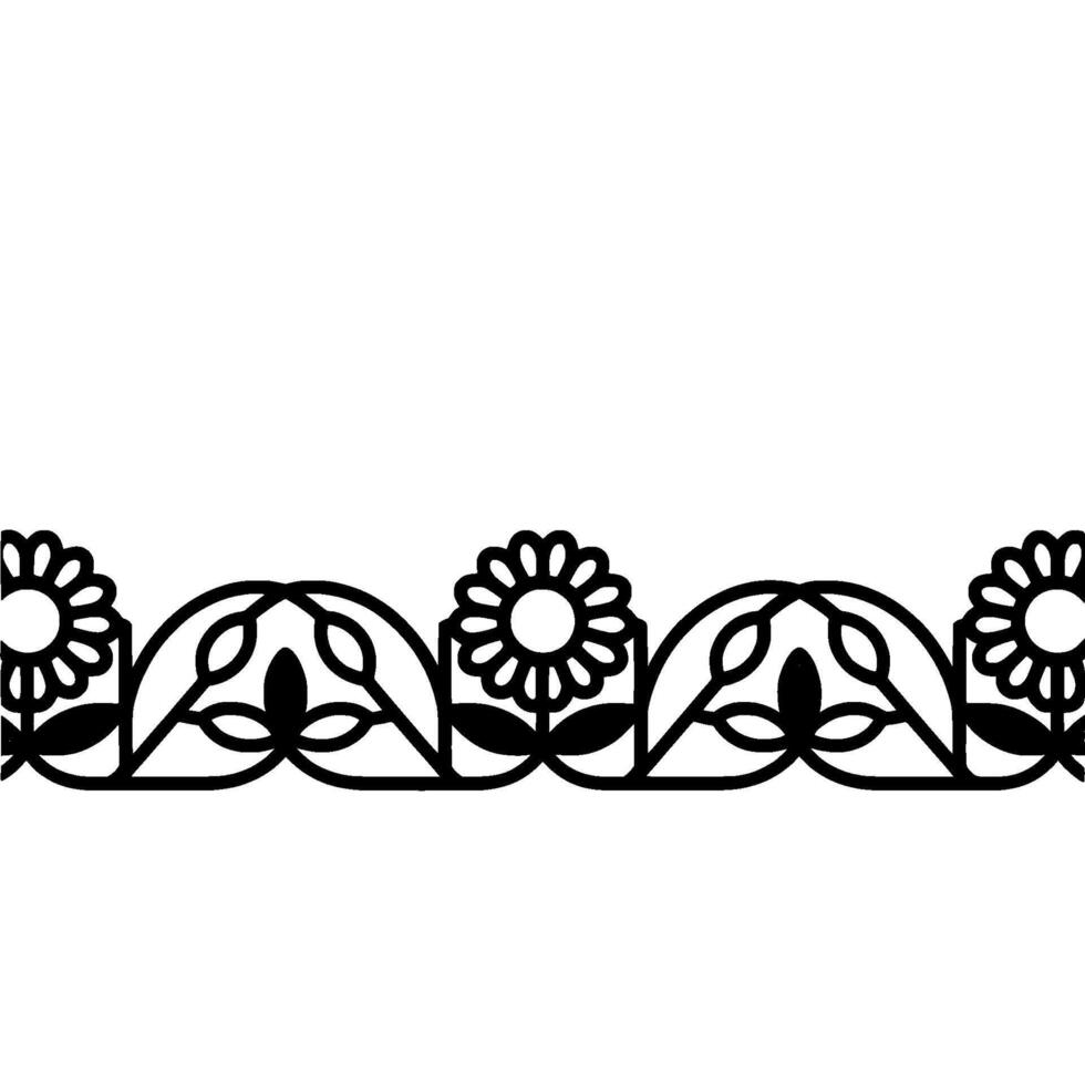 Stylized Floral Border, Vintage Illustration, Warm Palette vector
