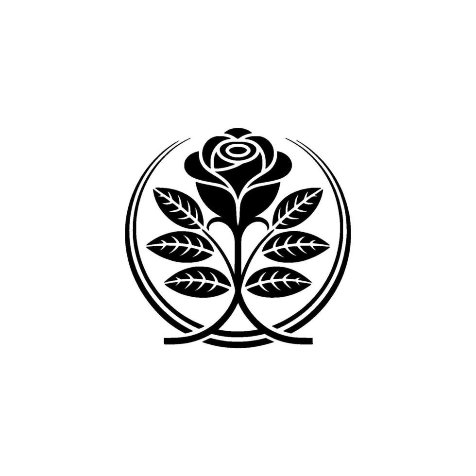 Elegant Black Rose Emblem, Minimalist Floral - Classic vector