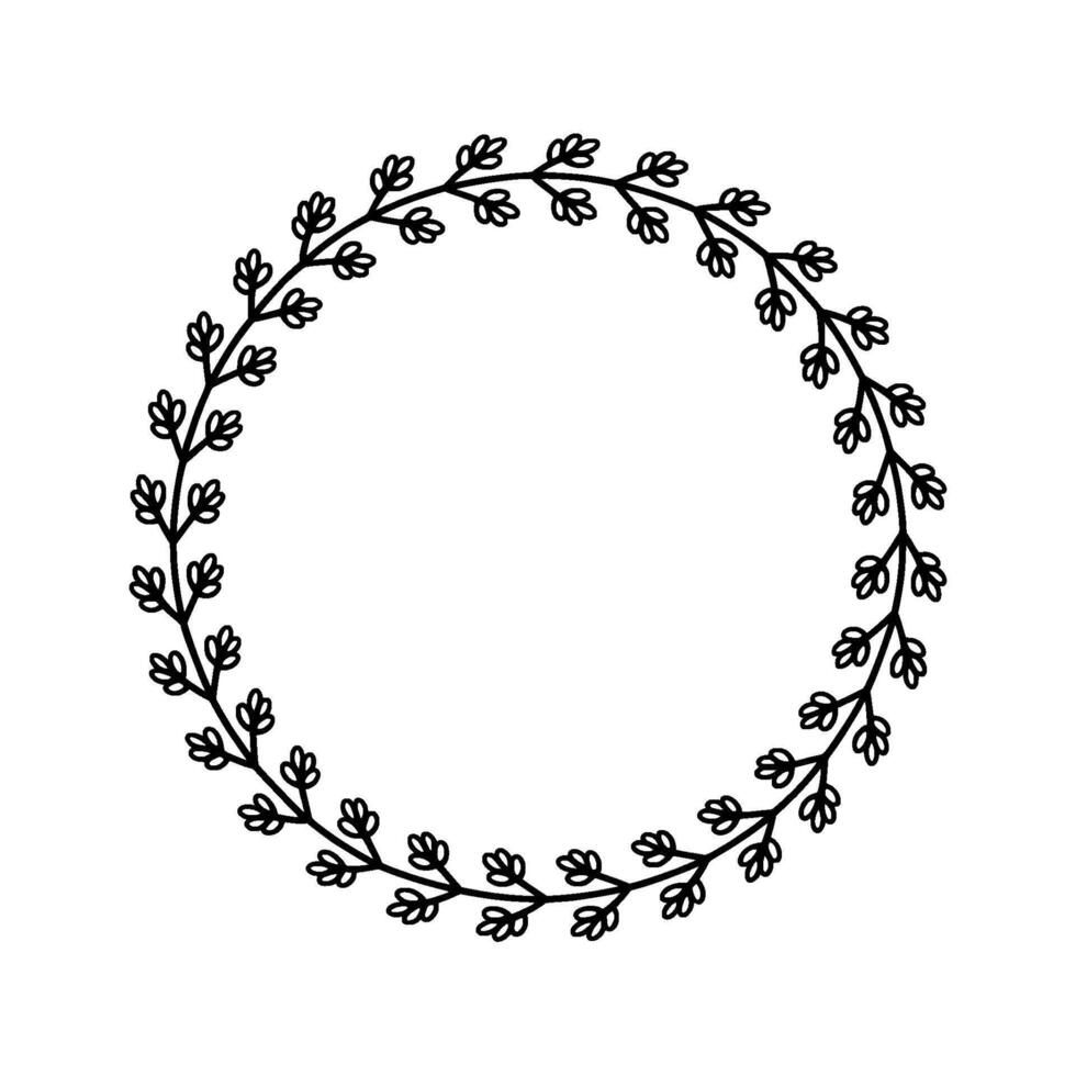 Delicate Floral Wreath Border, Minimalist vector