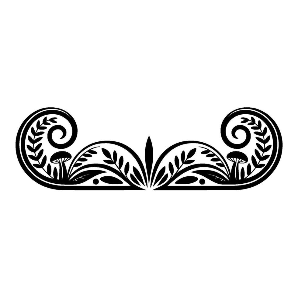 Elegant Black Floral Ornament, Vintage Element - Laurel vector