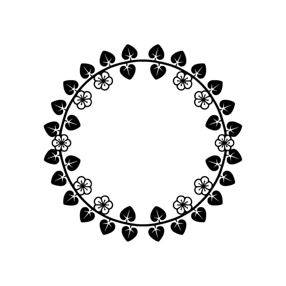 Stylized Floral Border, Minimalist - Circular vector
