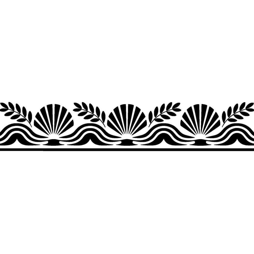 Stylized Wave Border, Classical Motif, Decorative Element vector