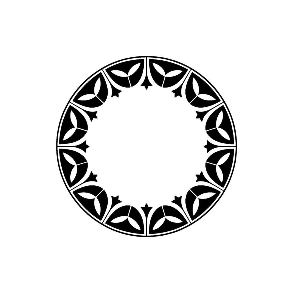 Intricate Black Floral Border, Vintage, Circular Motif vector
