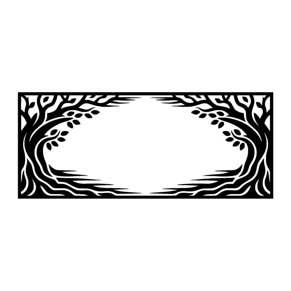 Intricate Tree Border, Symbolic Gateway, Vintage Illustration vector
