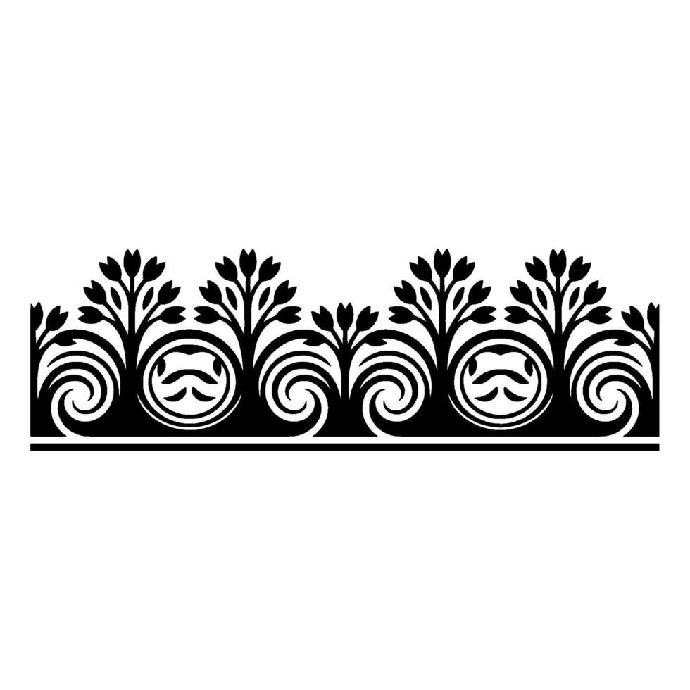 Elegant Swirl Border, Botanical Motif, Vintage vector