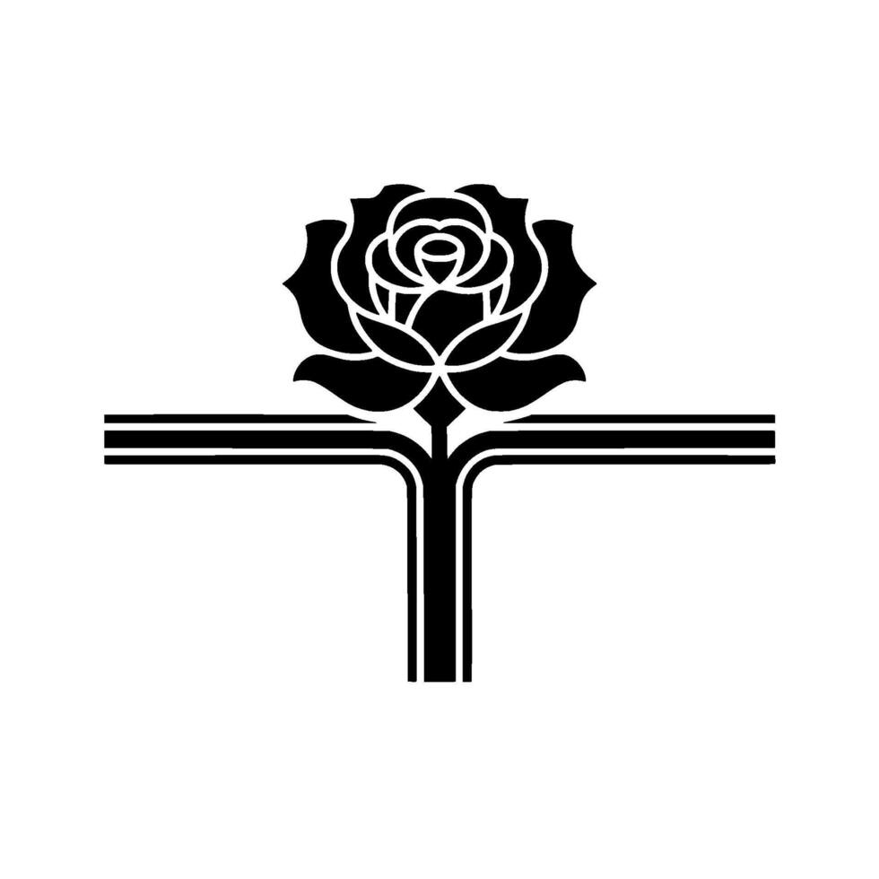 Geometric Rose Emblem, Minimalist Floral - Line vector
