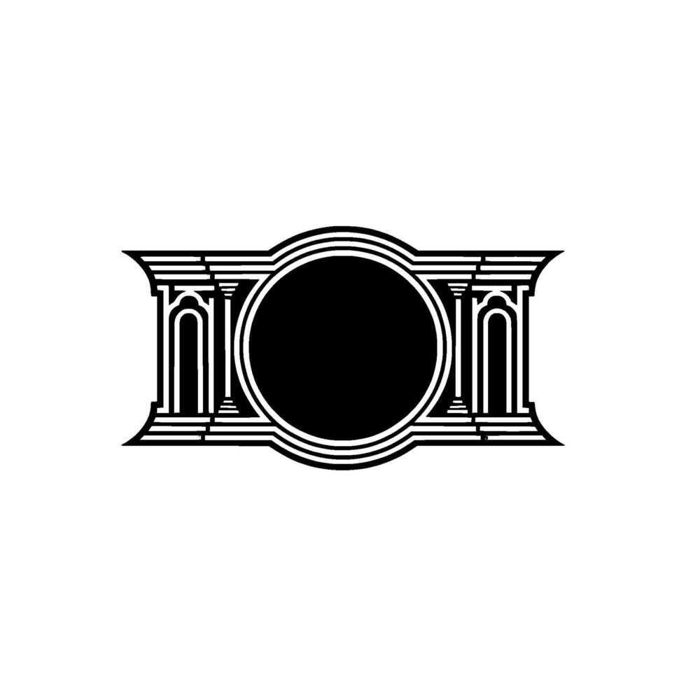 Art Deco Emblem, Vintage Silhouette, Circular Motif, Minimalist vector
