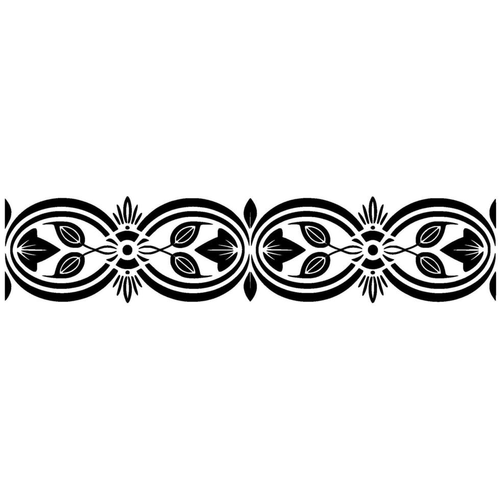 Elegant Black Floral Border, Vintage Element - Botanical - Decorative vector
