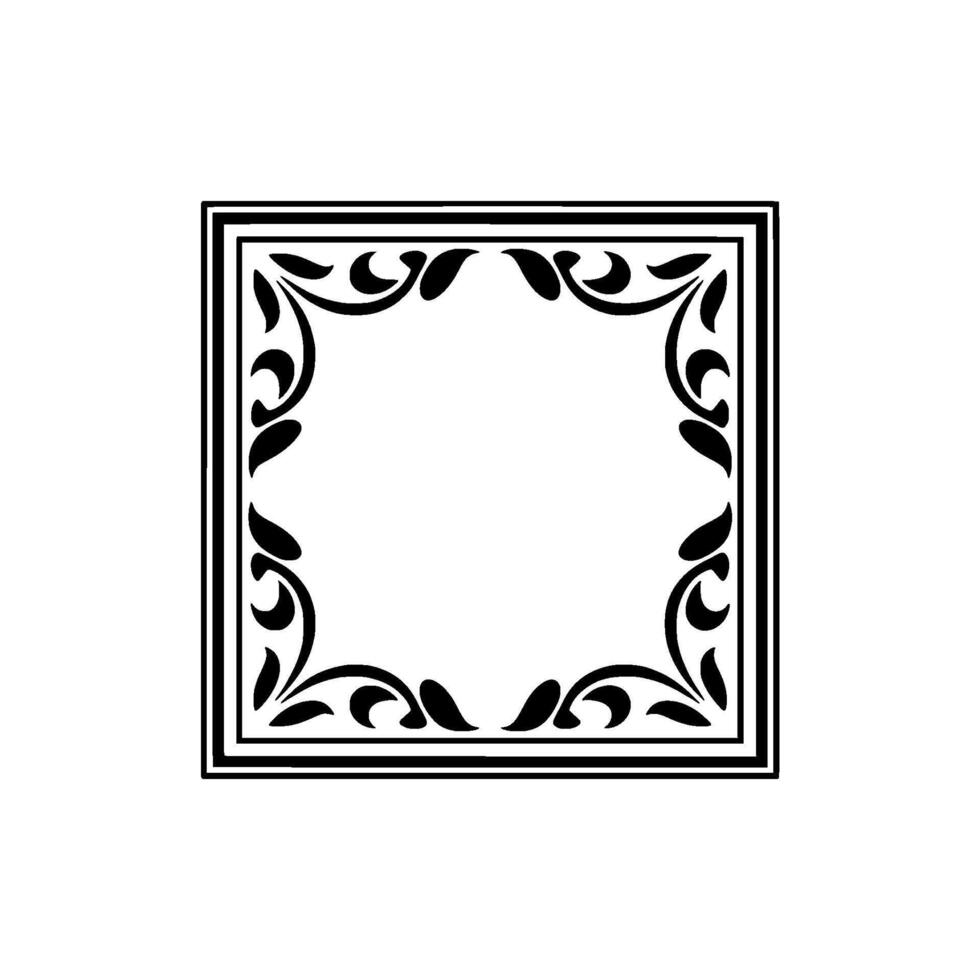 Elegant Black Floral Frame, Vintage - Ornament - Decorative vector