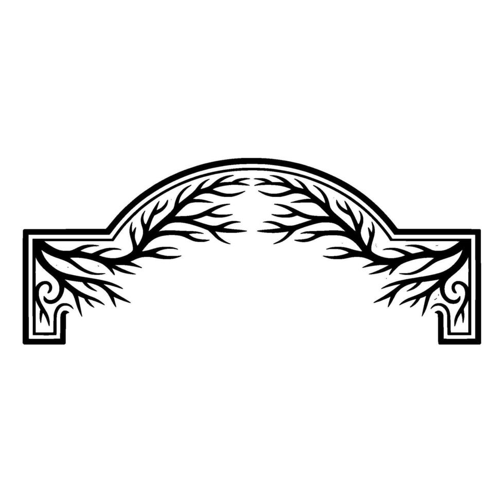 Stylized Archway with Branch and Leaf Ornamentation vector