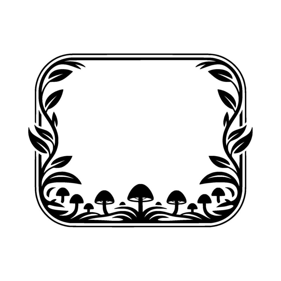 Botanical Frame, Mystical Mushroom, Vintage Illustration vector