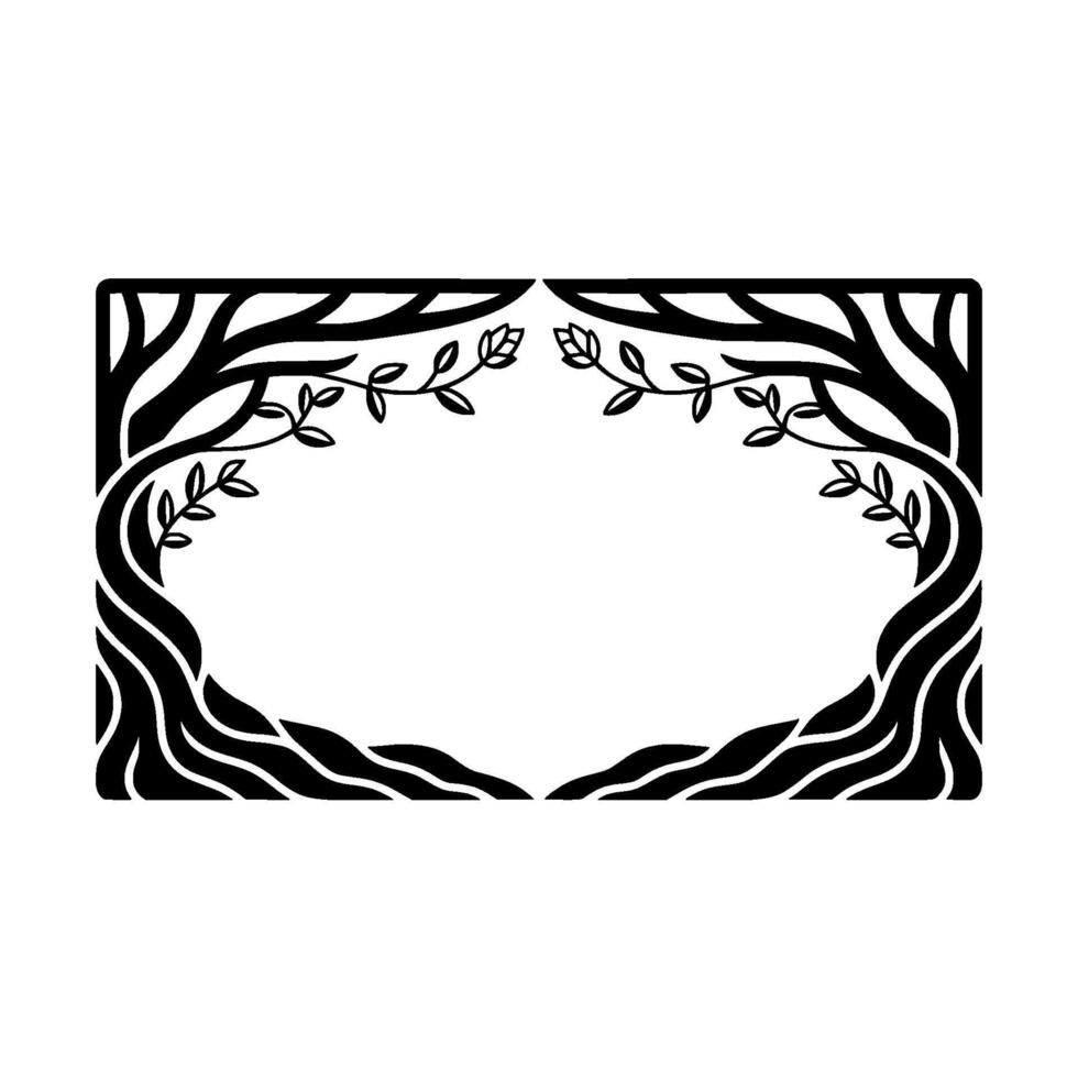 Art Nouveau Tree Border, Elegant Botanical Frame vector
