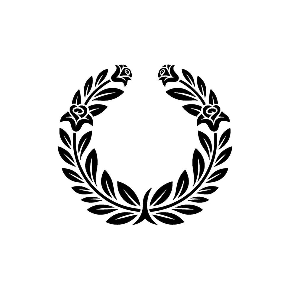 Elegant Black Laurel Wreath, Vintage, Symbolic Award vector