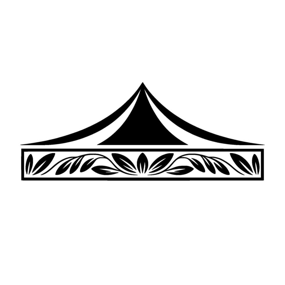 Elegant Tent Silhouette with Floral Border Minimalist vector