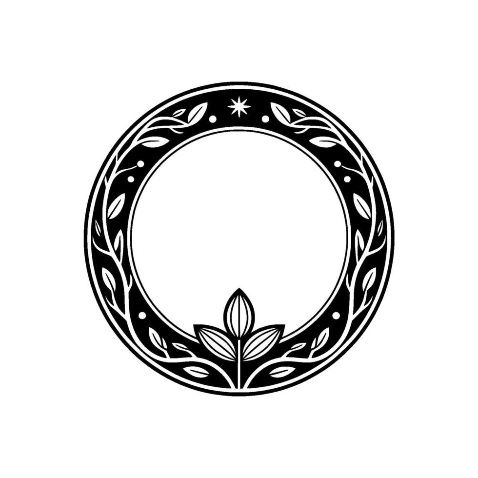 Circular Emblem Botanical Halo, Mystical Symbol vector