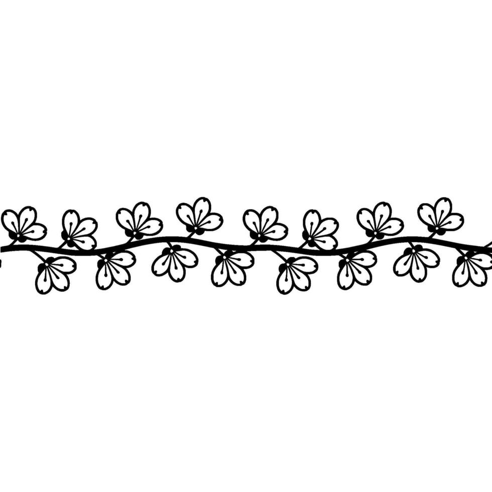 Delicate Branch of Cherry Blossoms Minimalist Floral Border vector