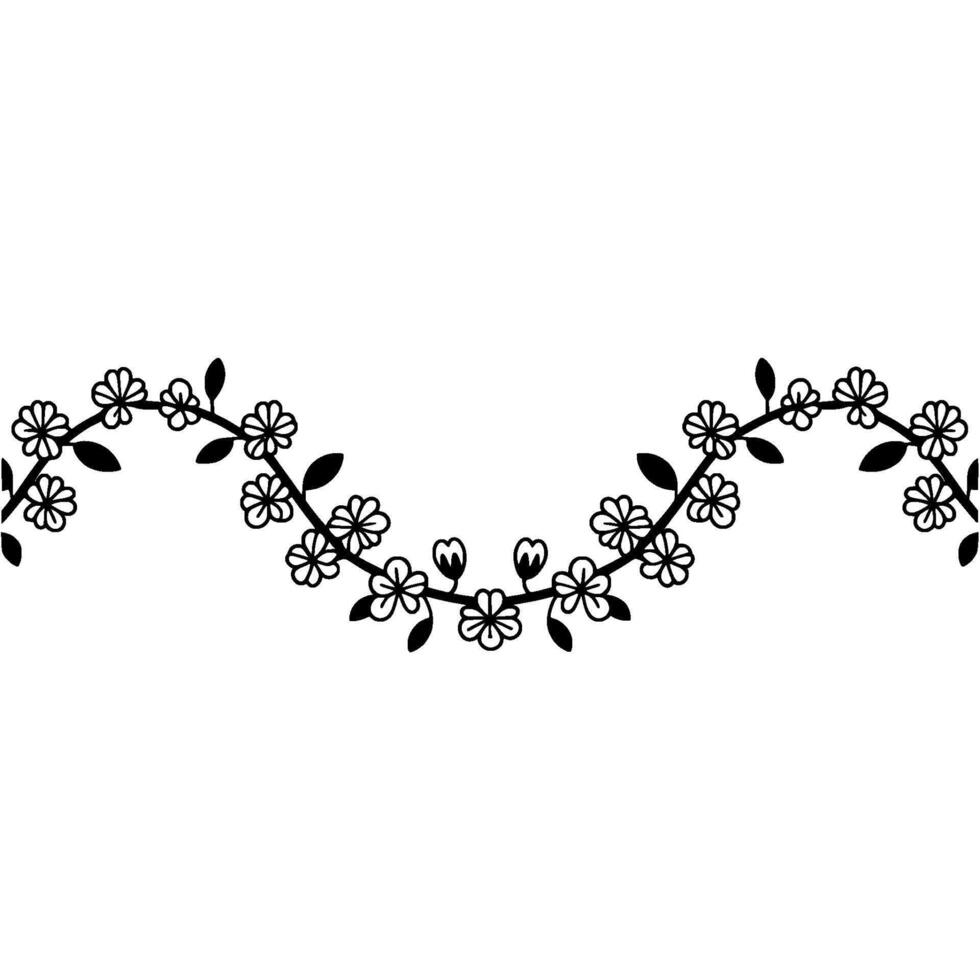 Elegant Floral Garland Border, Minimalist - Illustration vector