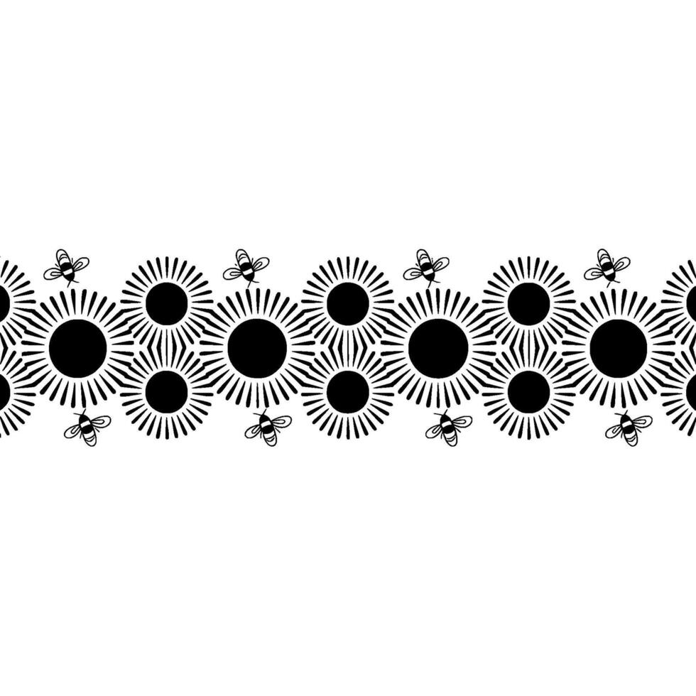 Geometric Beehive Border, Minimalist Floral Pattern vector