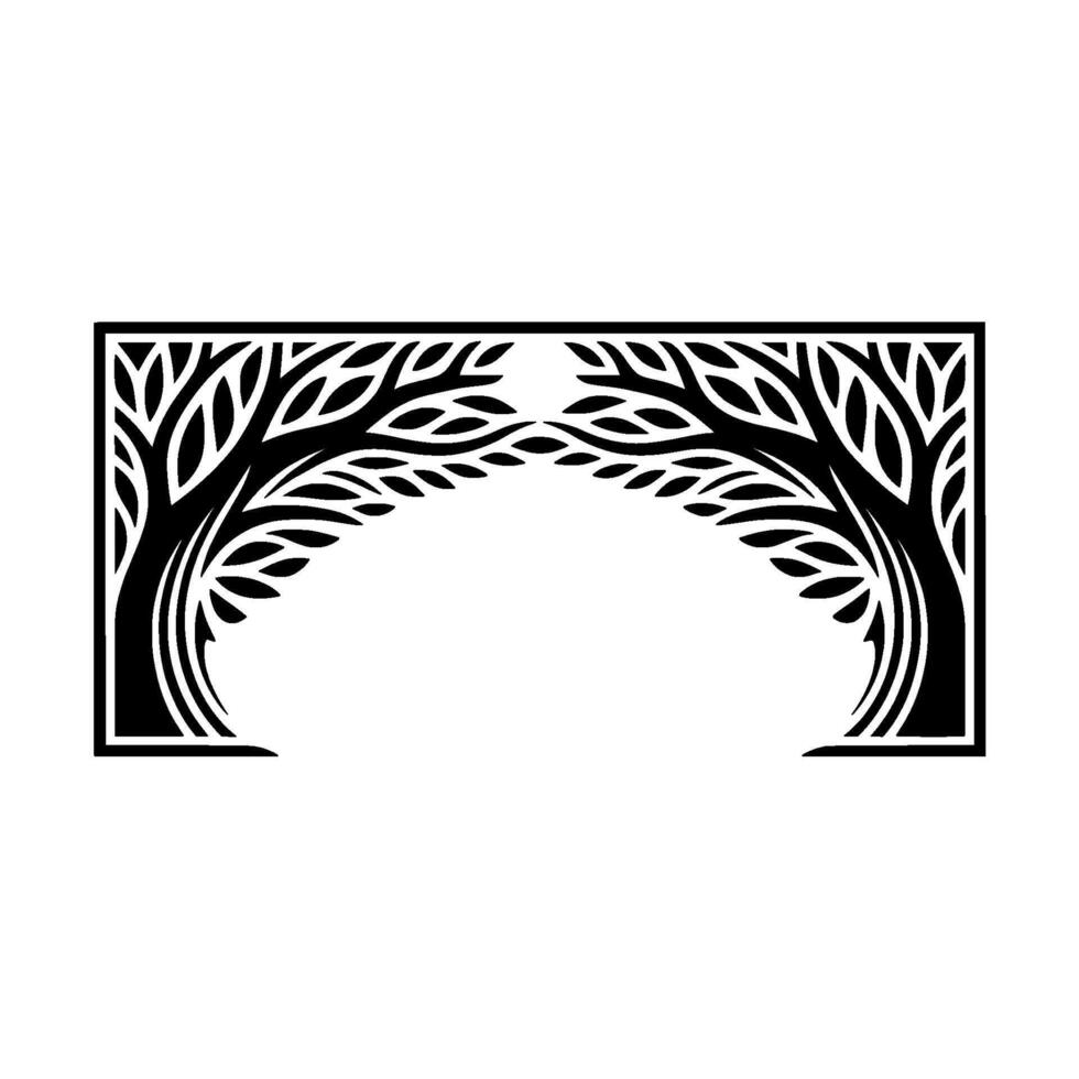 Stylized Tree Archway, Lunar Silhouette, Minimalist vector