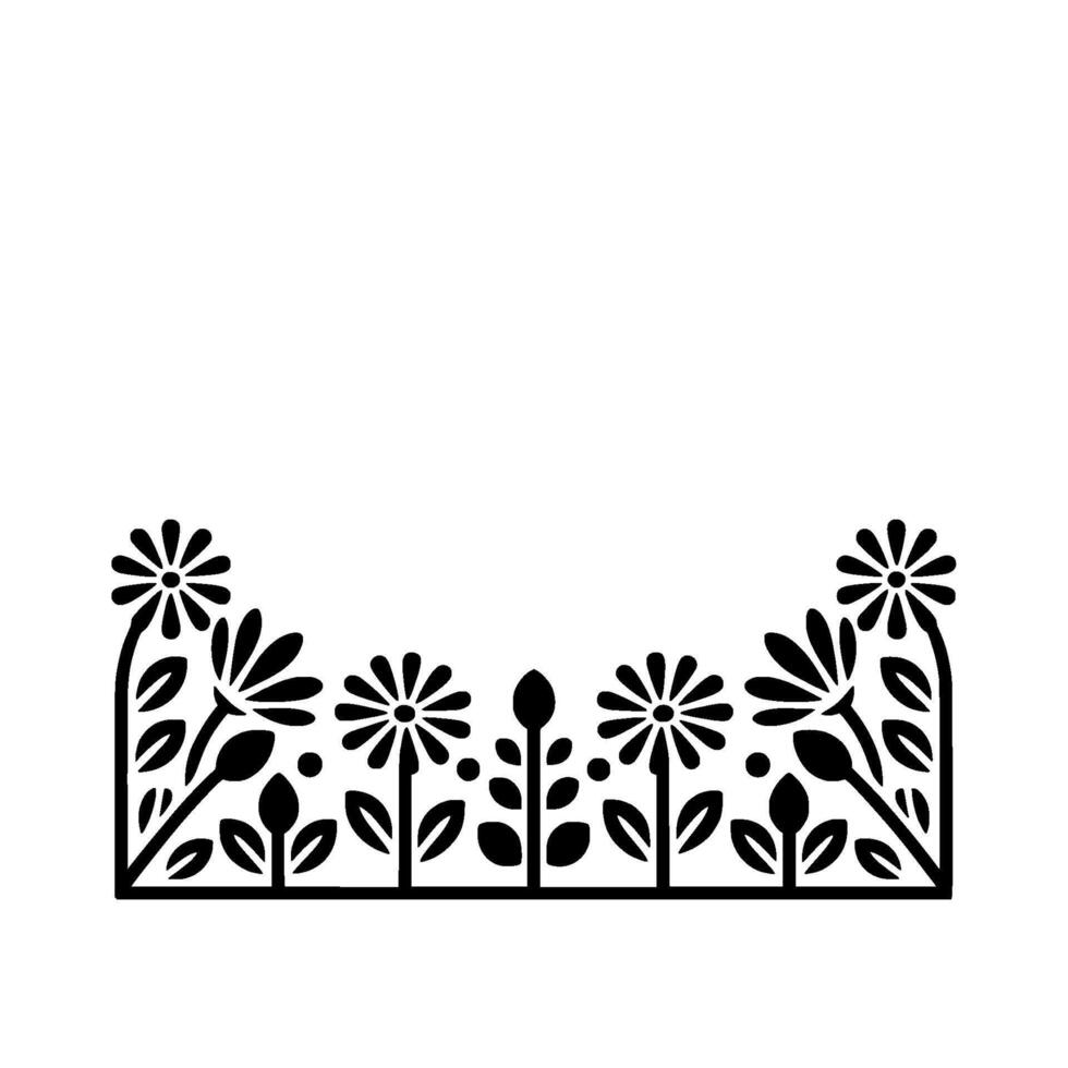 Stylized Floral Border, Minimalist Garden vector