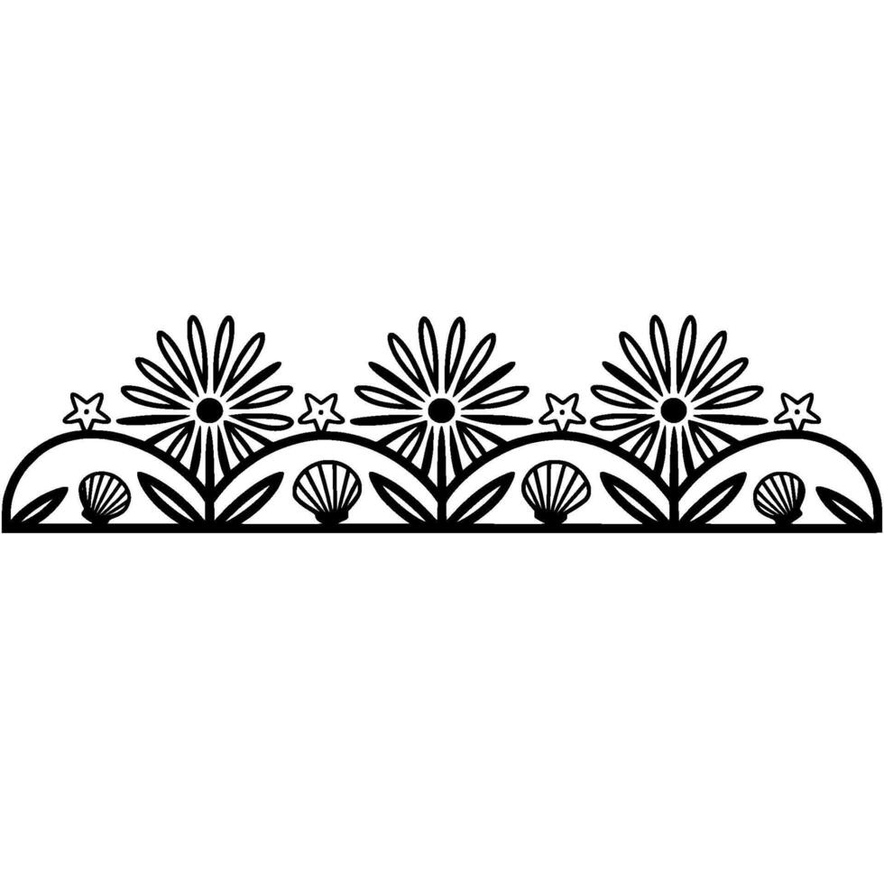 Coastal Floral Border Vintage Illustration, Delicate vector