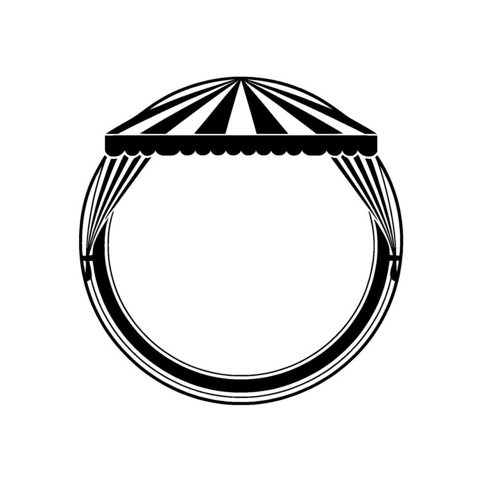 Minimalist Tent Silhouette, Circular Frame, Abstract vector