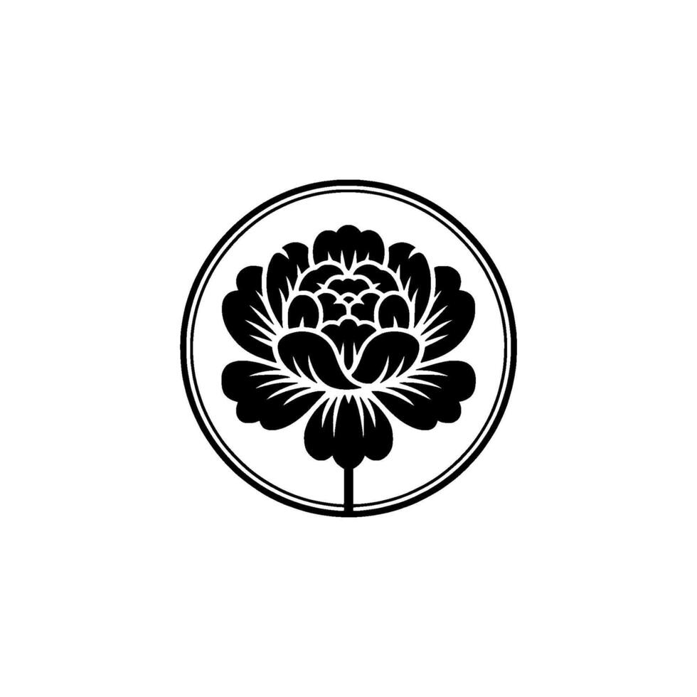 Elegant Black Floral Emblem, Minimalist - Symbolic vector
