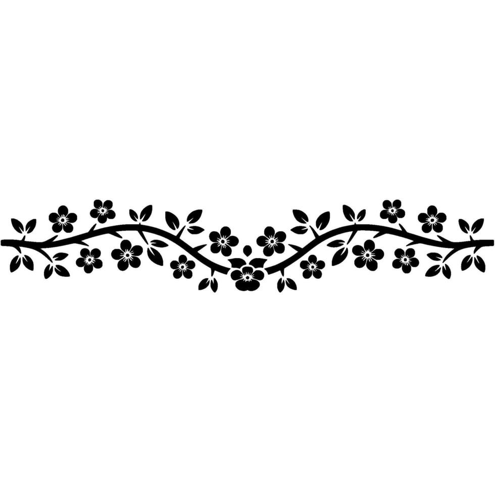 Elegant Floral Branch Border, Minimalist - Line vector
