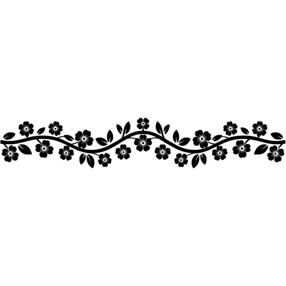 Elegant Floral Border, Vintage Style, Decorative Element - Symmetrical - Botanical vector