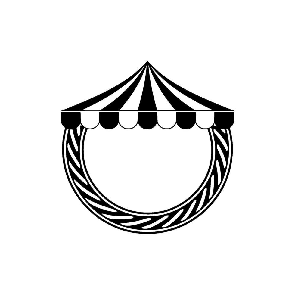 Stylized Tent Silhouette, Circular Emblem, Minimalist vector